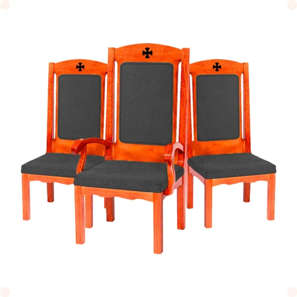Conjunto 3 Cadeiras Éfeso para Altar de Igreja - Imagem 4