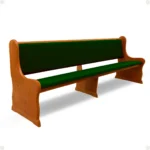 Detalhe do banco Benjamim com estrutura reforçada em madeira maciça e estofado confortável.