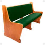 Banco Davi para templo religioso com estrutura sólida em madeira e assento estofado confortável.