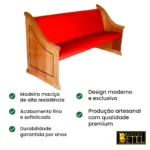 Banco de igreja Efraim com acabamento em verniz PU naval