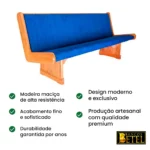 Banco de igreja Ester com acabamento em verniz PU naval