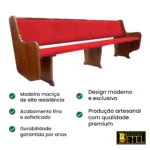 Banco de igreja Judá com acabamento em verniz PU naval