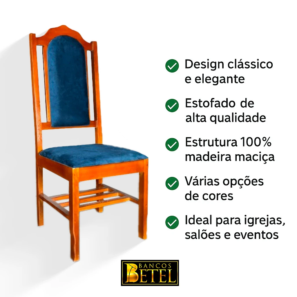 Cadeira Benjamim artesanal em madeira nobre para igreja