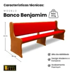 Banco litúrgico Benjamim em madeira maciça artesanal