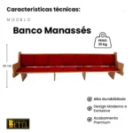 Banco litúrgico Manassés artesanal em madeira maciça
