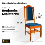 Cadeira Benjamim em Madeira Maciça com Estofado Suede