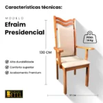 Cadeira Efraim Presidencial em Madeira Maciça com Estofado Suede