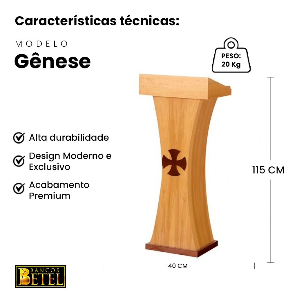 Púlpito Gênese Ambão em Madeira com design minimalista