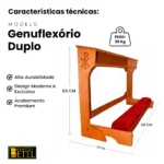 Móvel devocional duplo em madeira nobre com encosto e joelheira acolchoada.