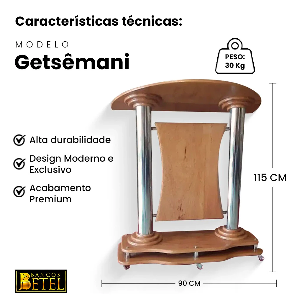 Púlpito Getsêmani em Madeira Maciça com design imponente