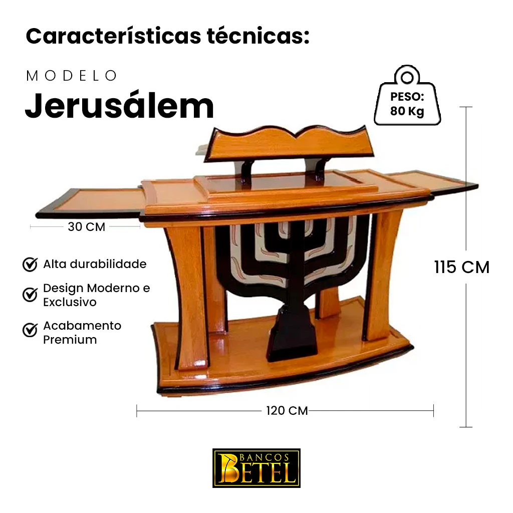 Púlpito Jerusalém em Madeira Maciça com design imponente