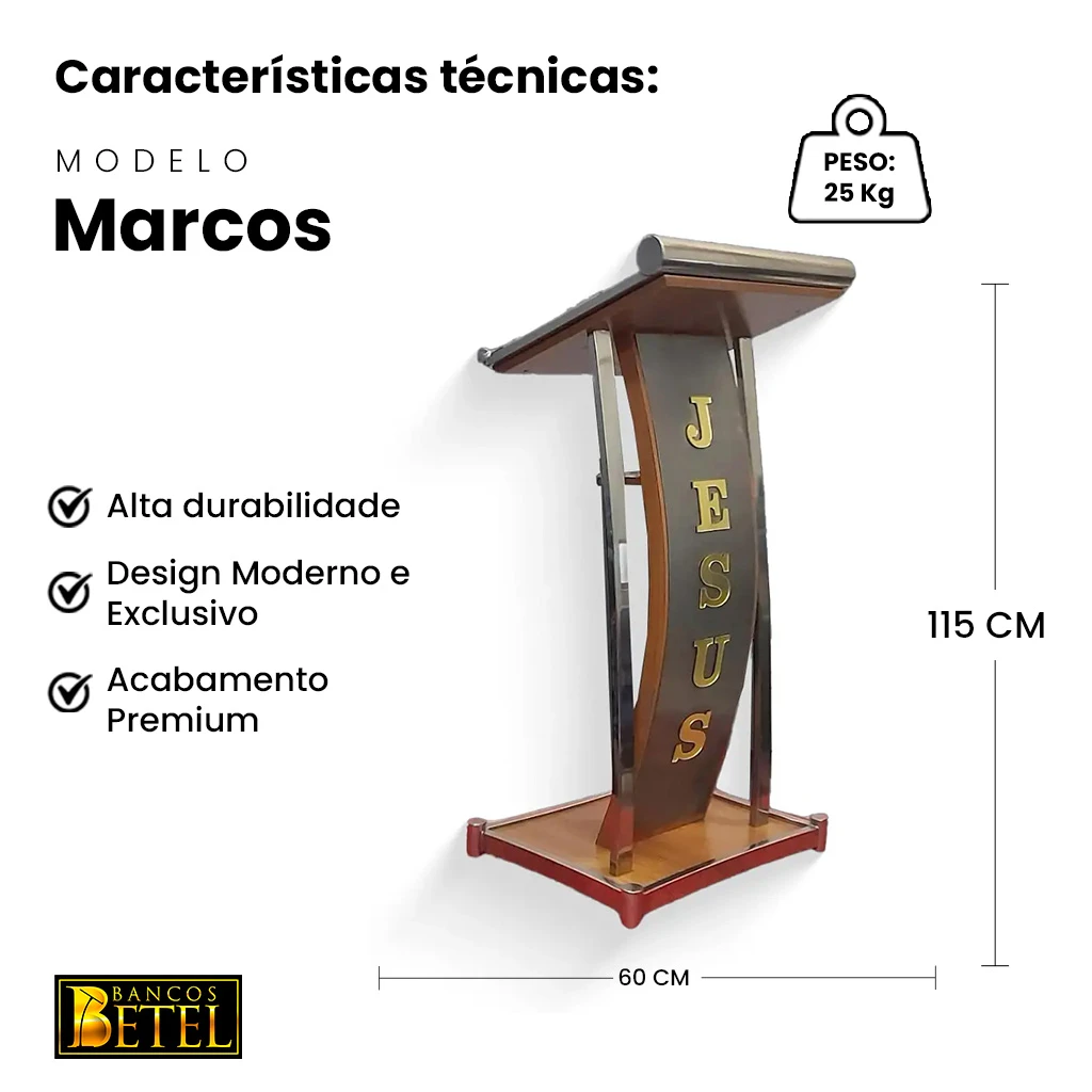 Púlpito Marcos em Madeira com design moderno e sofisticado