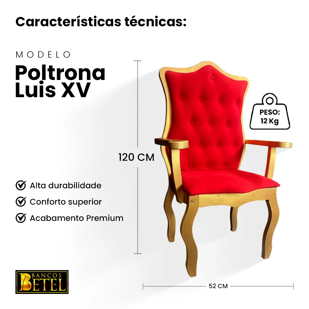 Cadeira Luis XV em Madeira Maciça com Estofado Suede