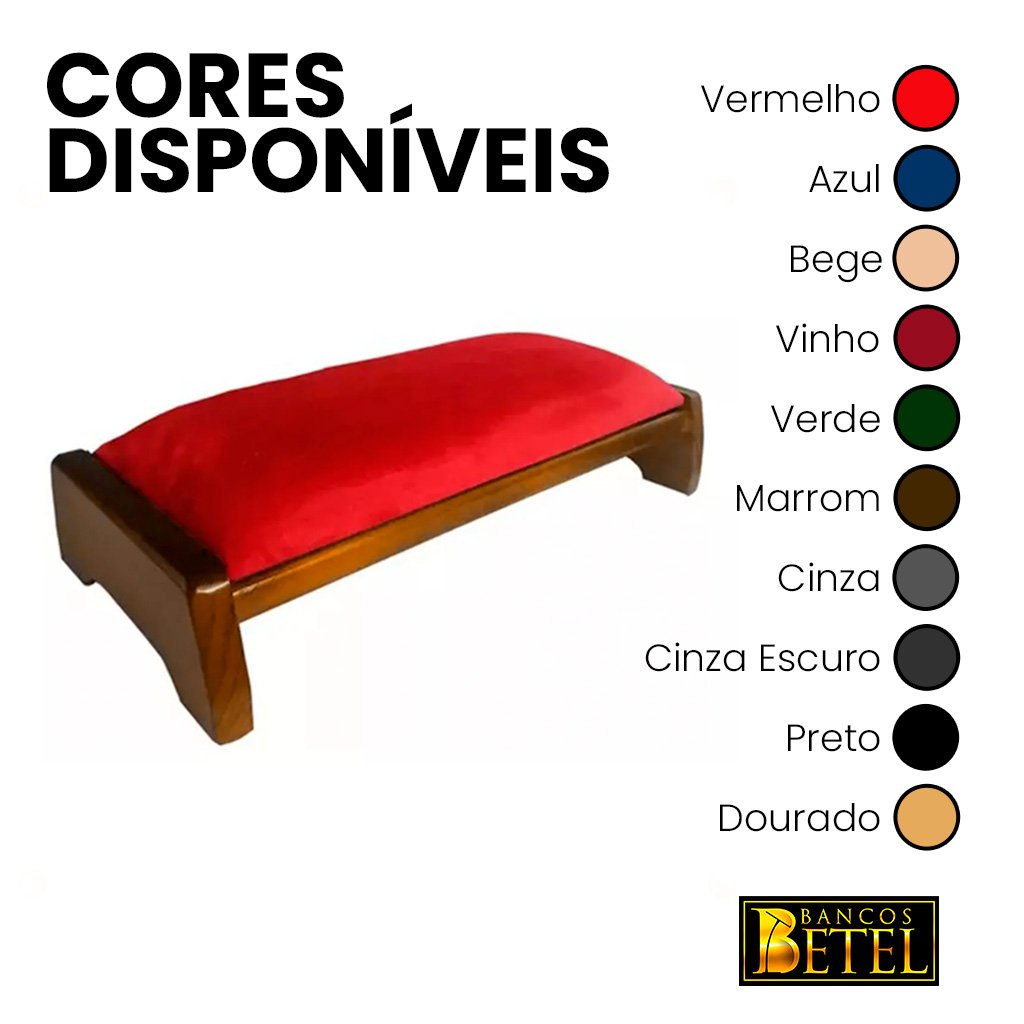 Ajoelhador de madeira com joelheira estofada – ideal para momentos de oração e devoção.