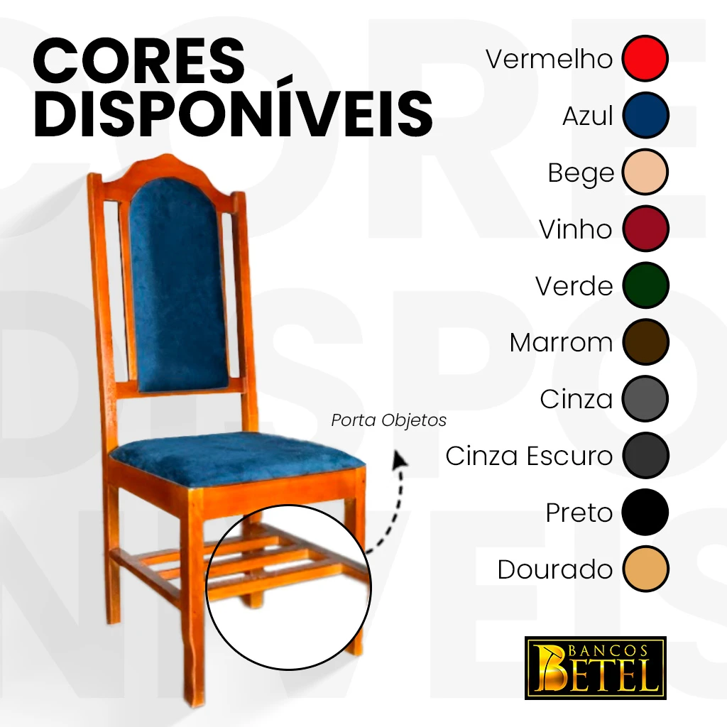 Cadeira Benjamim de madeira maciça com encosto estofado
