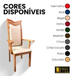 Cadeira de madeira maciça Efraim com encosto estofado