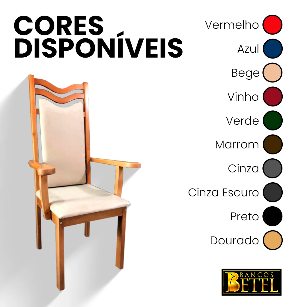Cadeira de madeira maciça Efraim com encosto estofado