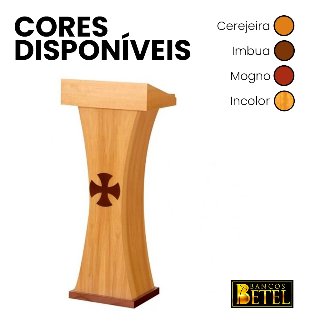 Púlpito litúrgico Gênese com acabamento em verniz brilhante