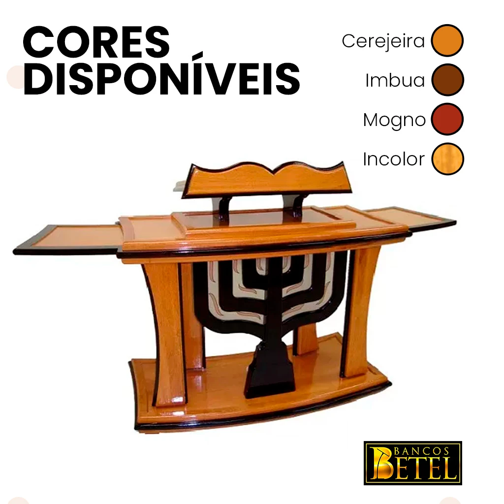 Púlpito artesanal Jerusalém em madeira nobre e acabamento premium