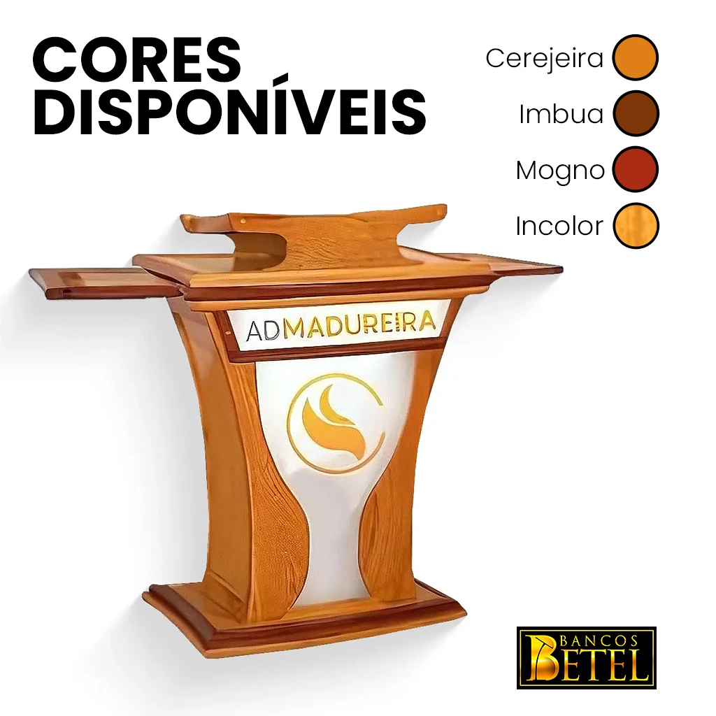 Púlpito litúrgico Josué em madeira maciça para igrejas