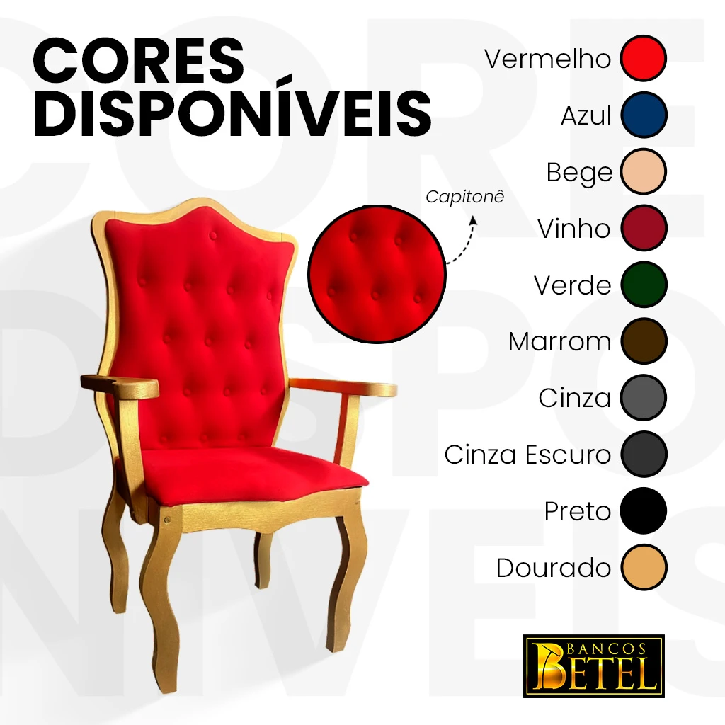 Cadeira Luis XV estofada com acabamento em verniz PU