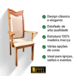 Cadeira artesanal Efraim em madeira nobre para altar