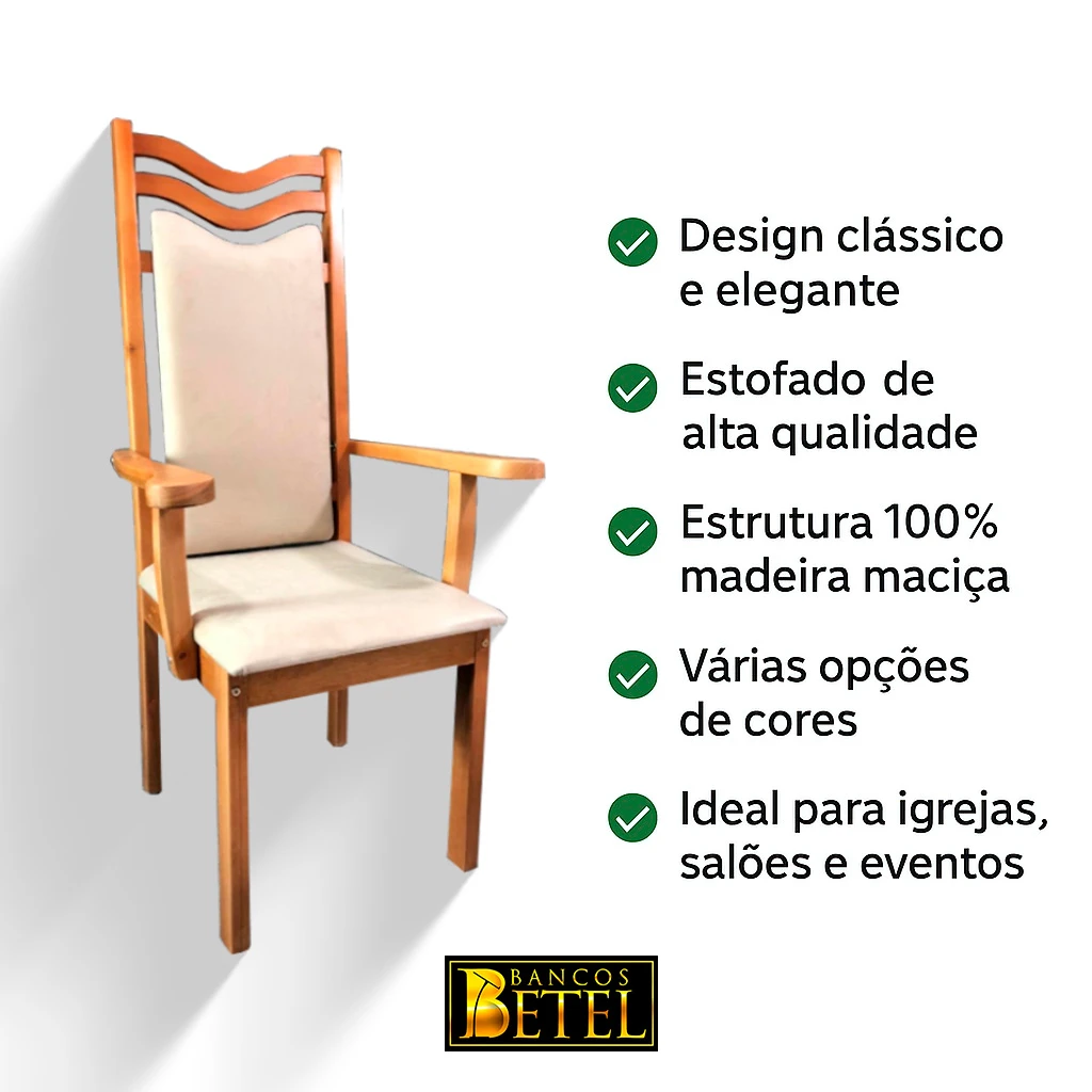 Cadeira artesanal Efraim em madeira nobre para altar