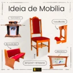 Cadeira litúrgica Benjamim com acabamento em verniz PU