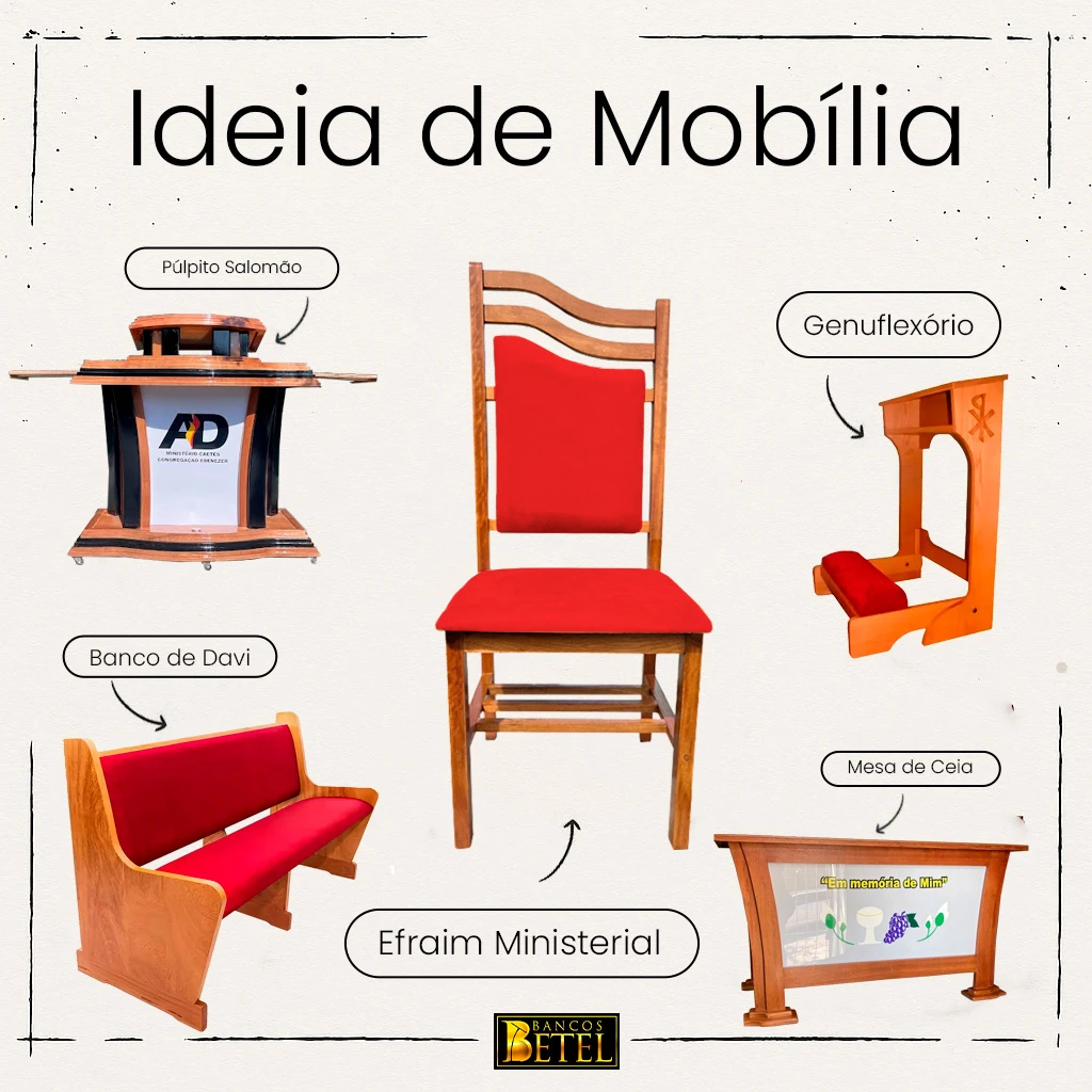 Cadeira litúrgica Efraim com acabamento em verniz PU