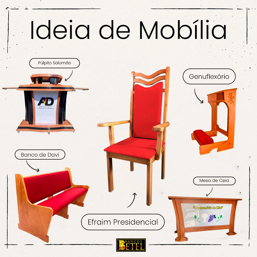 Cadeira litúrgica Efraim presidencial com acabamento em verniz PU