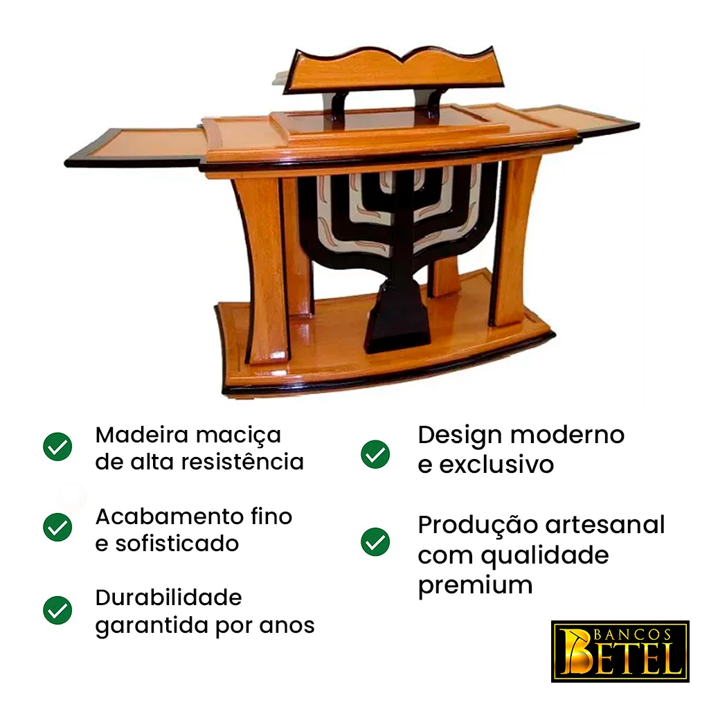Púlpito litúrgico Jerusalém com castiçal frontal em madeira