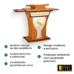 Púlpito artesanal Josué em madeira maciça de alta qualidade